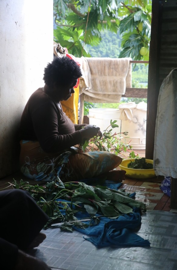 Mama prepares lunch.
