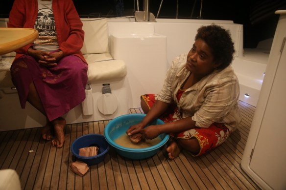 "Kava girl" served low tide, high tide and tsunami pours of grog.